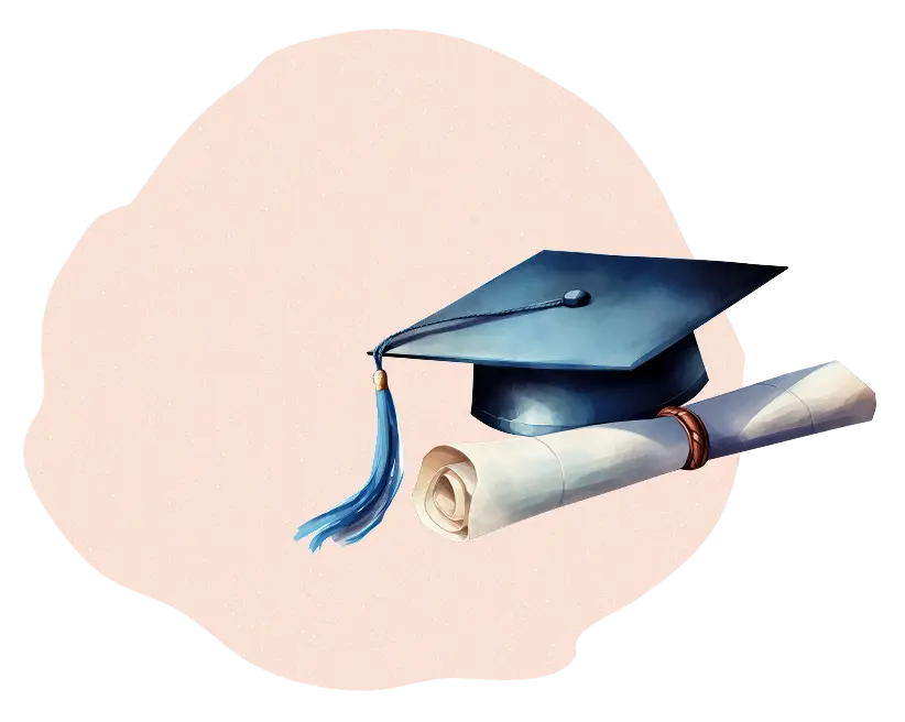 illustration diplôme et chapeau de diplômé