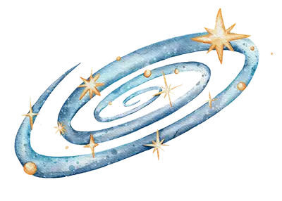 Illustration en aquarelle d'une galaxie avec des constellations